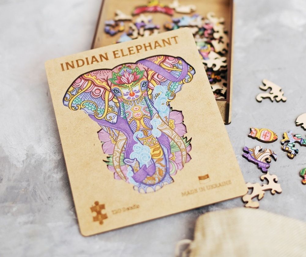 Деревянный пазл "Indian Elephant"