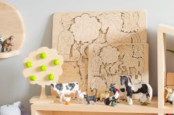 Набор большая деревянная азбука, цифры и большой пазл домашние животные "Ферма" со скидкой