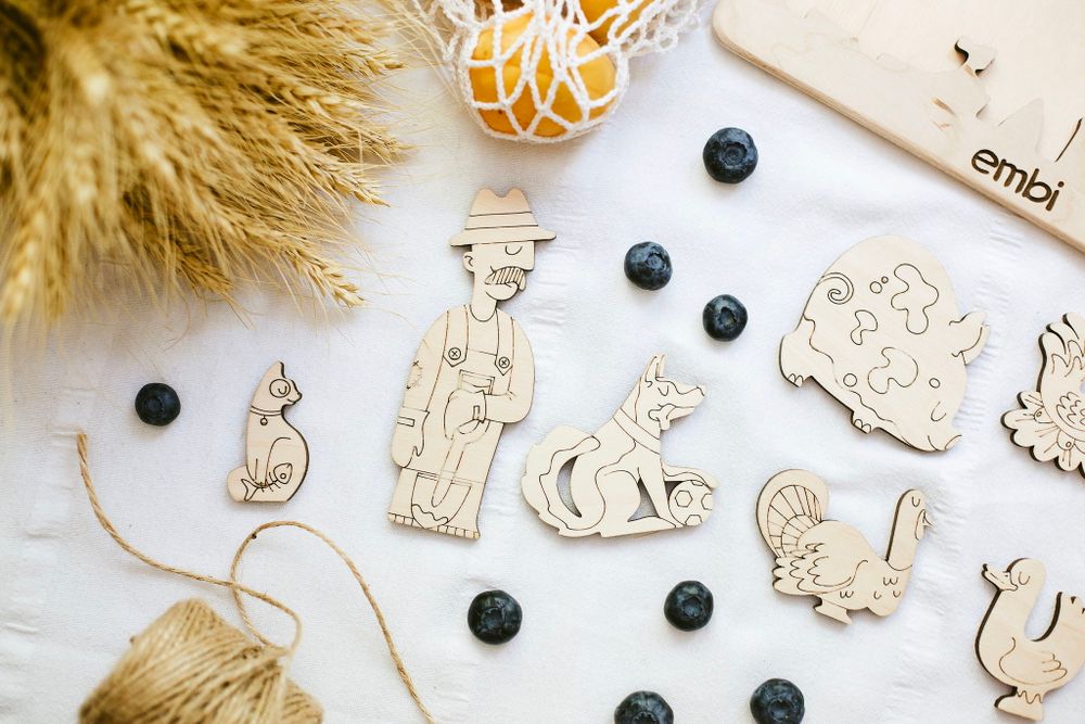 Деревянный пазл домашние животные "Ферма"