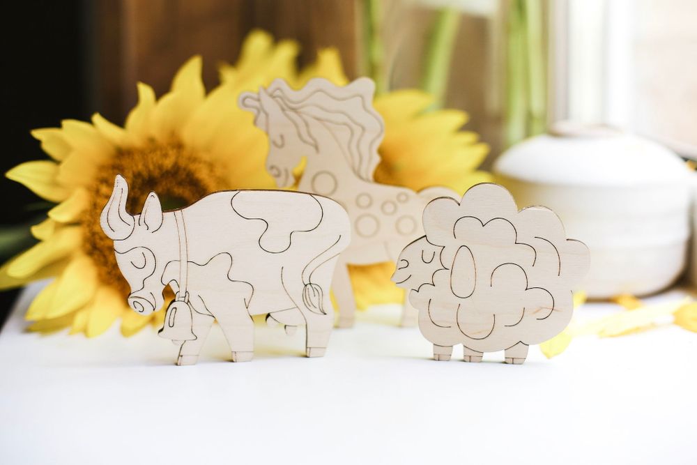 Деревянный пазл домашние животные "Ферма"