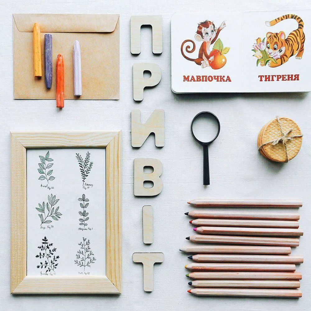 Деревянная азбука украинский язык (размер мини)