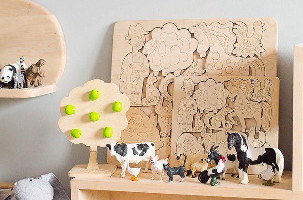 Деревянный пазл домашние животные "Ферма"